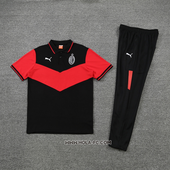 Conjunto Polo del AC Milan 2022-2023 Negro y Rojo